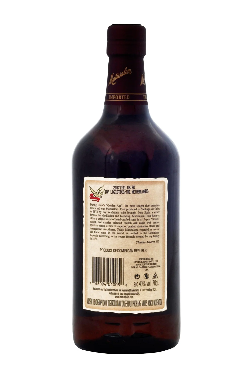 Matusalem 15 Year Old Rum - Image 3